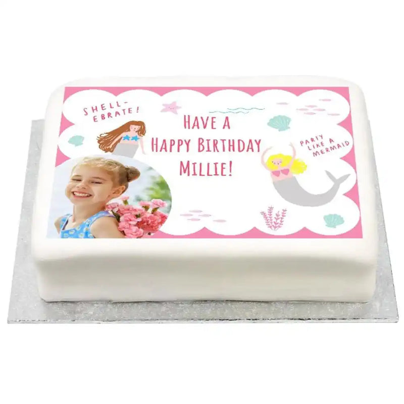 Personalised Photo Cake - Let's Be Mermaids Yes Personalised Cake