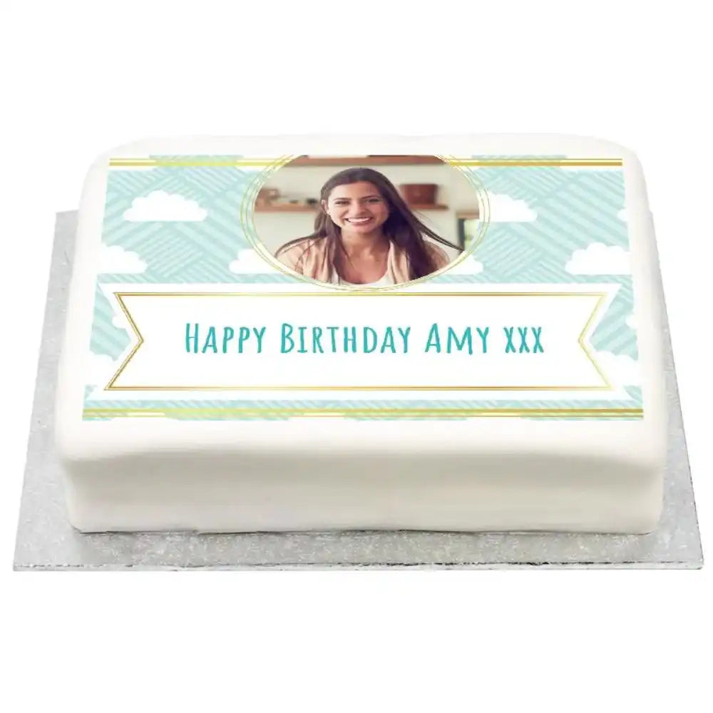 Personalised Photo Cake - Fluffy Clouds Yes Personalised Cake