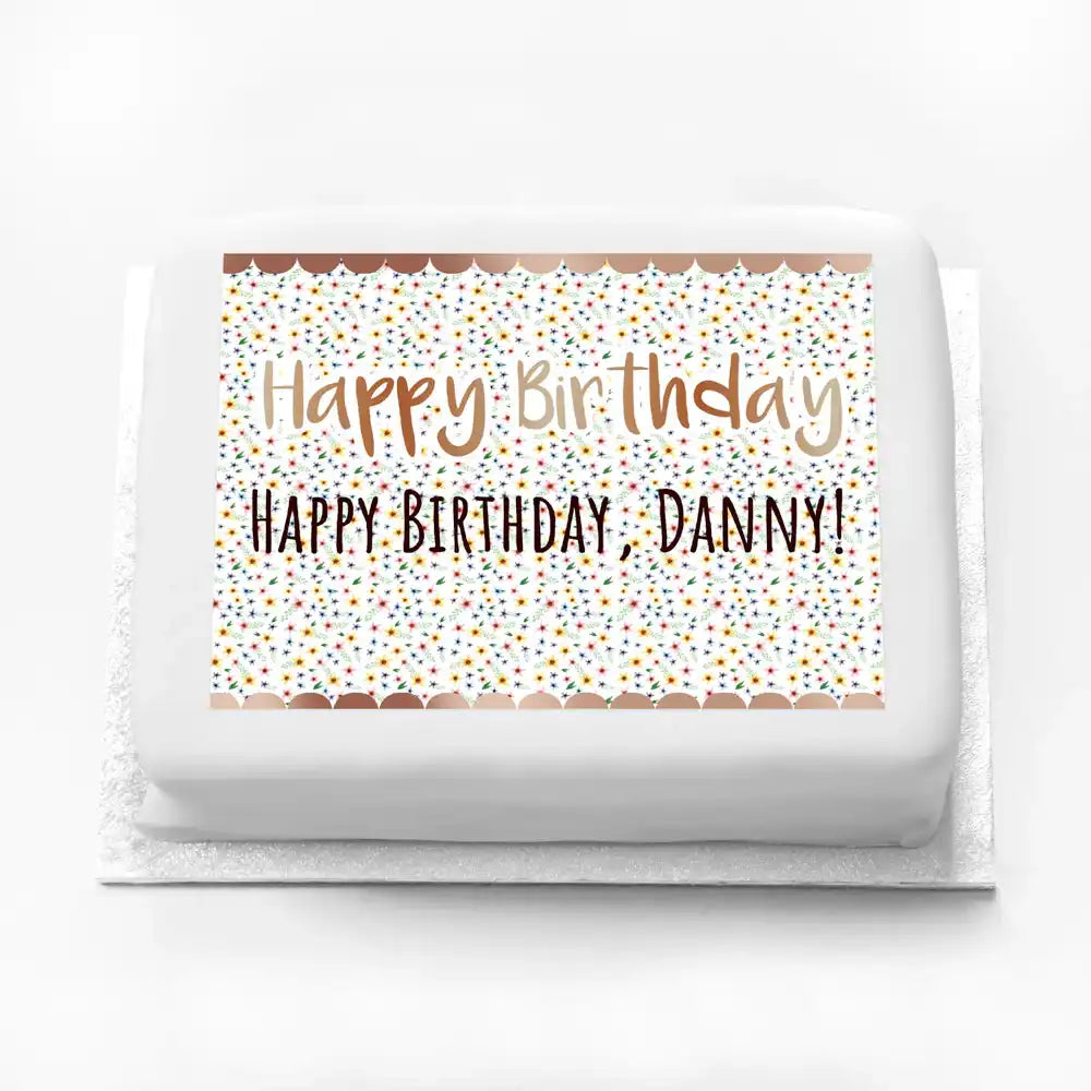 Personalised Photo Cake - Rose Gold Floral Personalised Cake