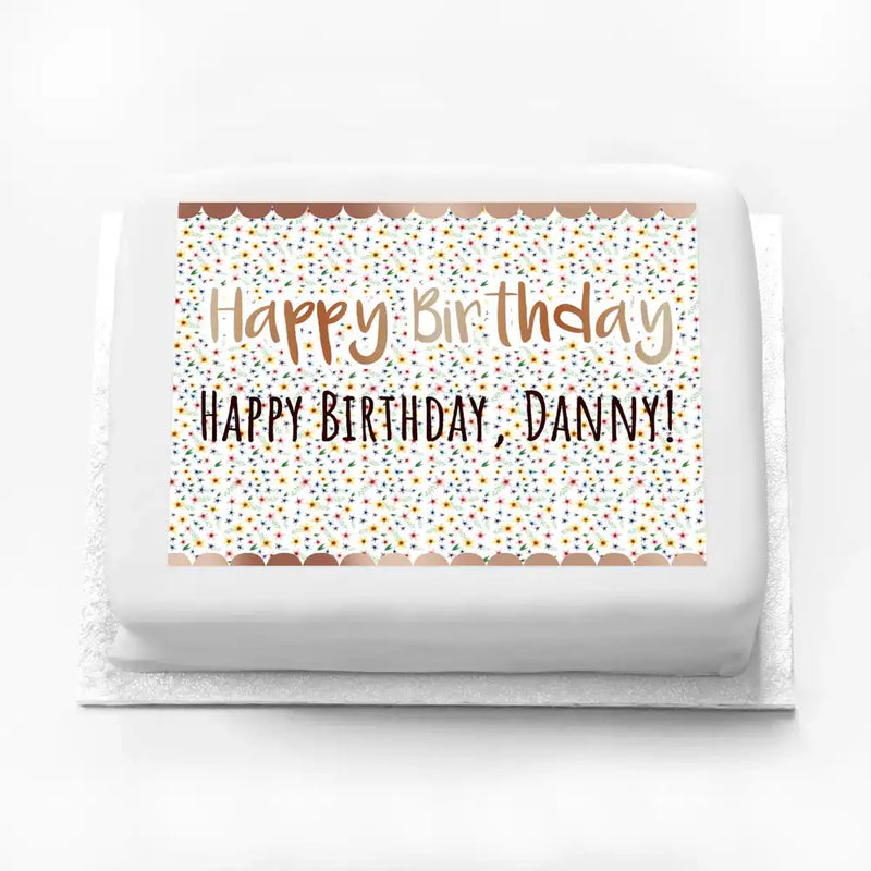 Personalised Photo Cake - Rose Gold Floral Personalised Cake