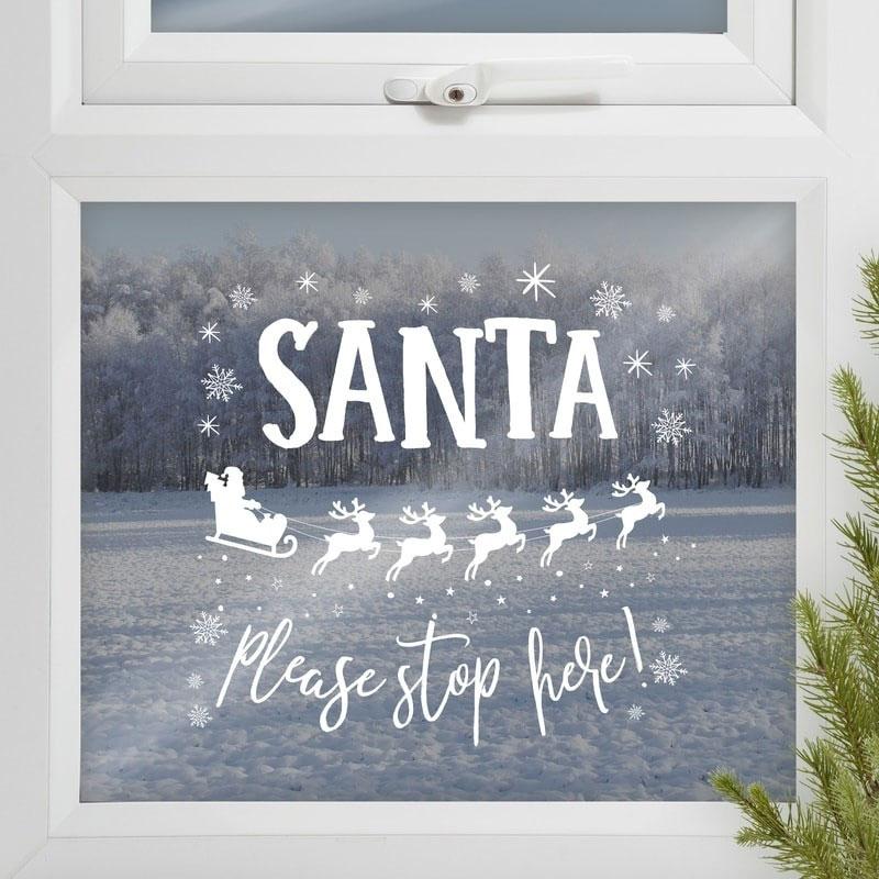 Santa Stop Here Window Sticker Christmas 2024