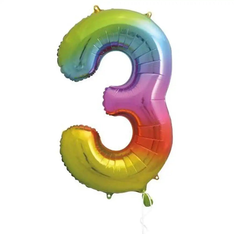 Supershape Rainbow 34" Helium Balloon Number 3 General Party
