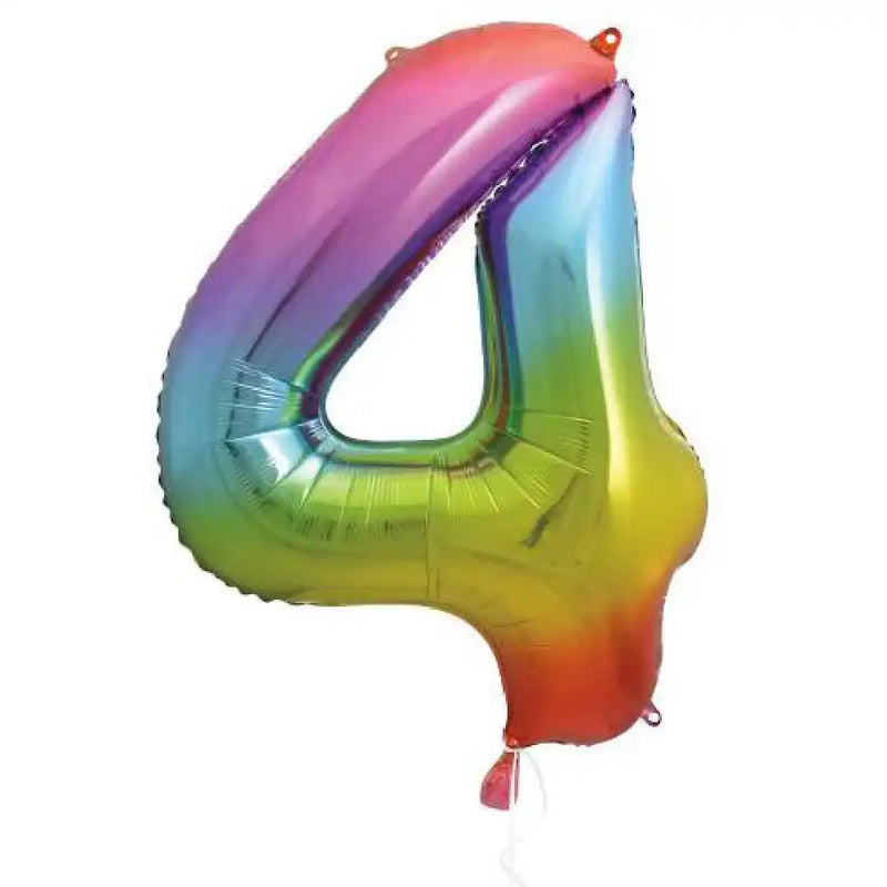Supershape Rainbow 34" Helium Balloon Number 4 General Party