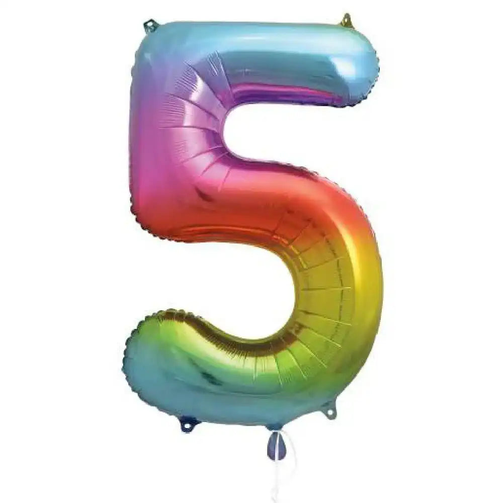 Supershape Rainbow 34" Helium Balloon Number 5 General Party