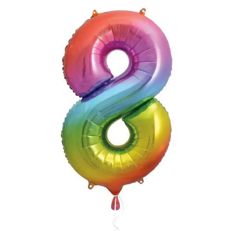 Supershape Rainbow 34" Helium Balloon Number 8 General Party