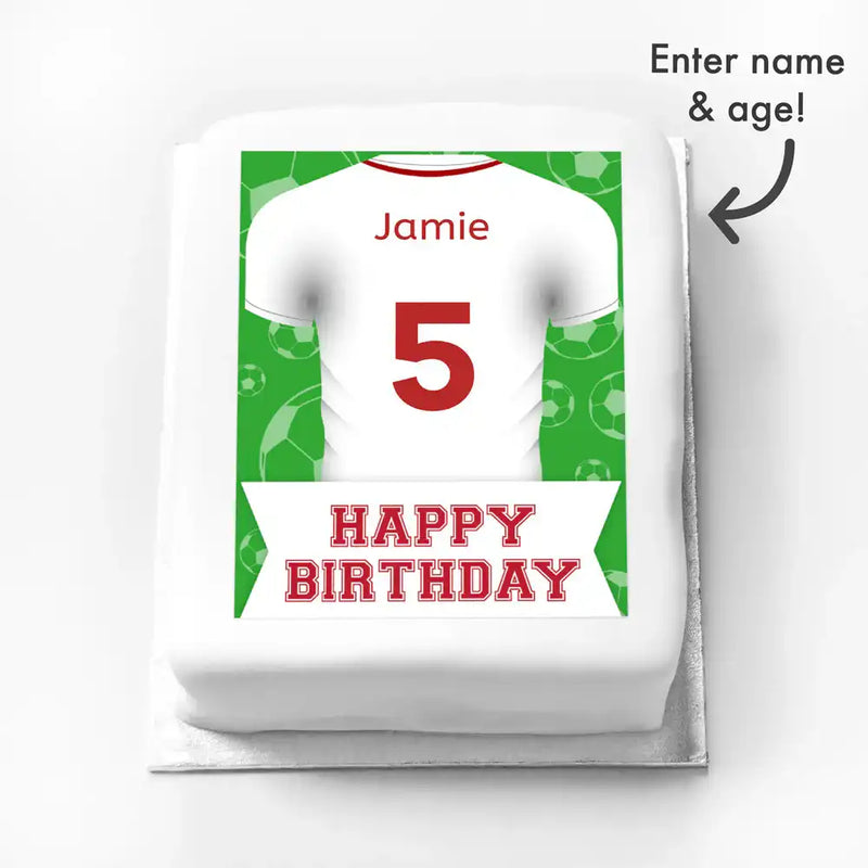 Personalised Photo Cake - Football Red Shirt Message Only Personalised Cake