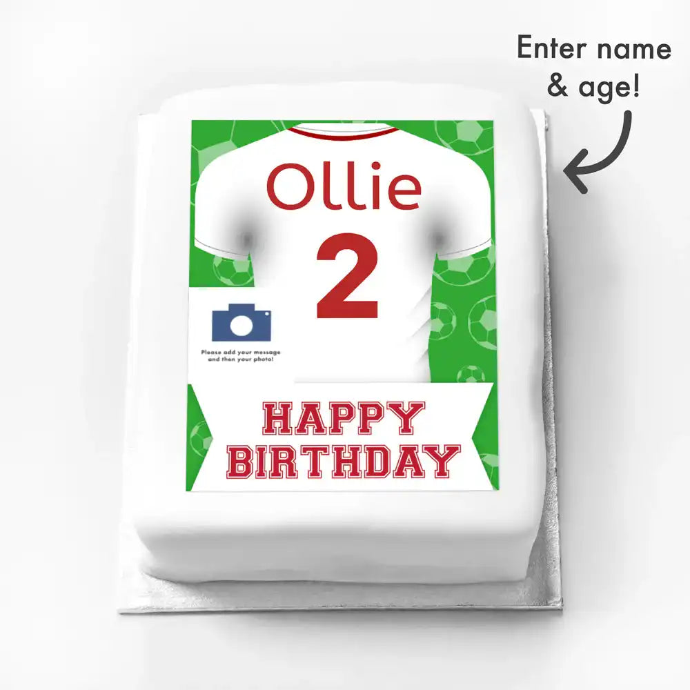 Personalised Photo Cake - Football Red Shirt Photo & Message Personalised Cake