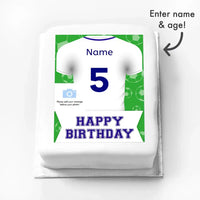 Personalised Photo Cake - Football Blue Shirt Photo & Message Personalised Cake