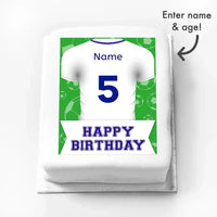 Personalised Photo Cake - Football Blue Shirt Message Only Personalised Cake
