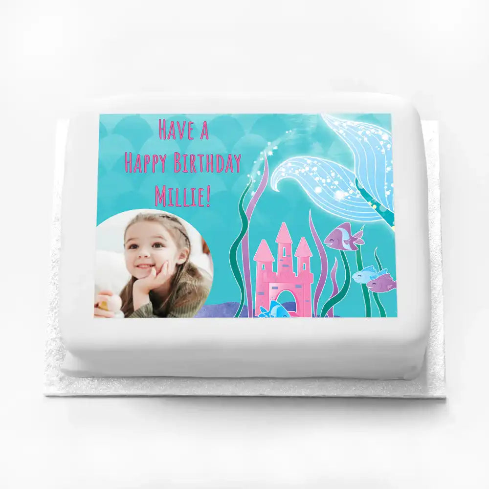Personalised Photo Cake - Glitter Mermaid Personalised Cake