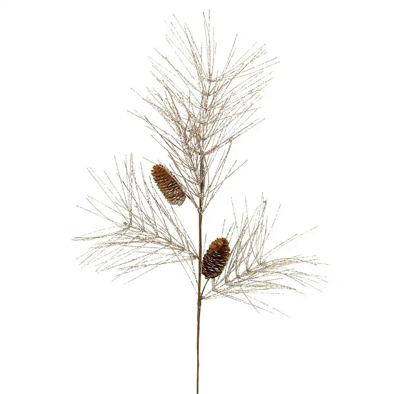 Pale Gold Glitter Cone Branch Christmas 2024
