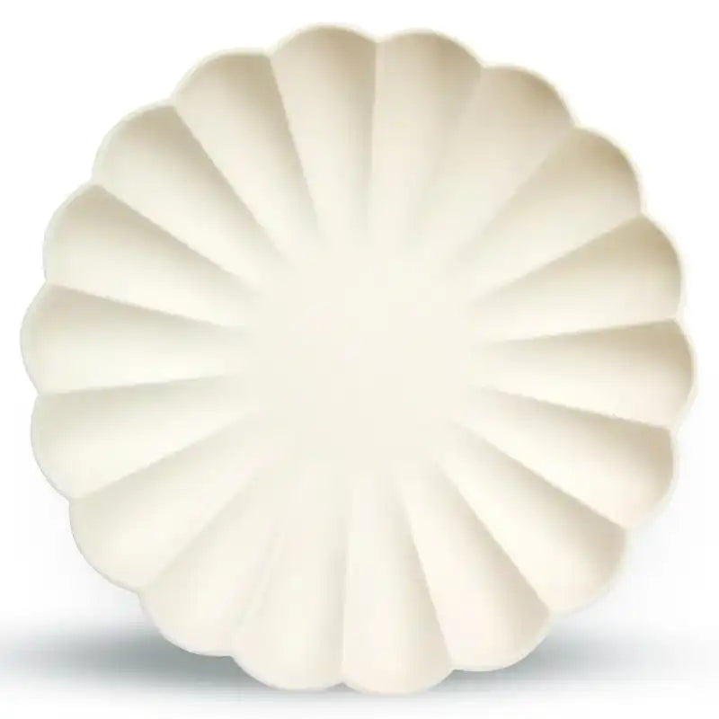 Large Cream Compostable Scalloped Party Plates (x8) General Party