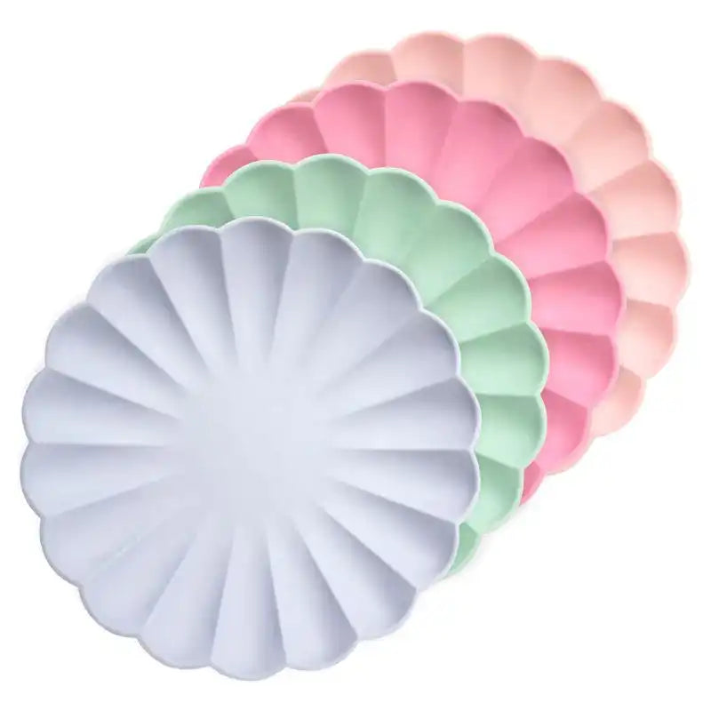 Large Multicolor Compostable Scalloped Party Plates (x8) General Party
