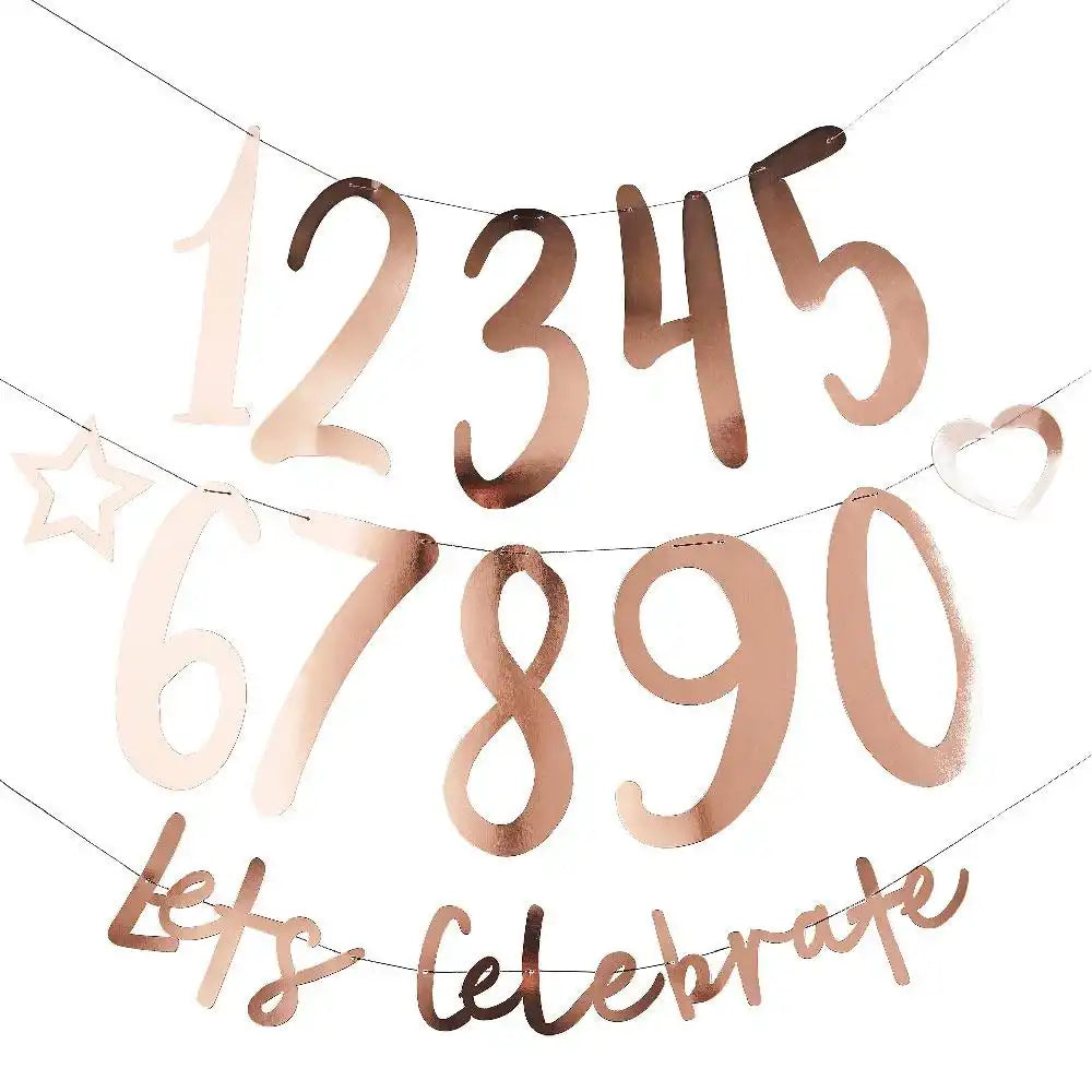 Create Your Own Birthday Banner - Rose Gold Milestone