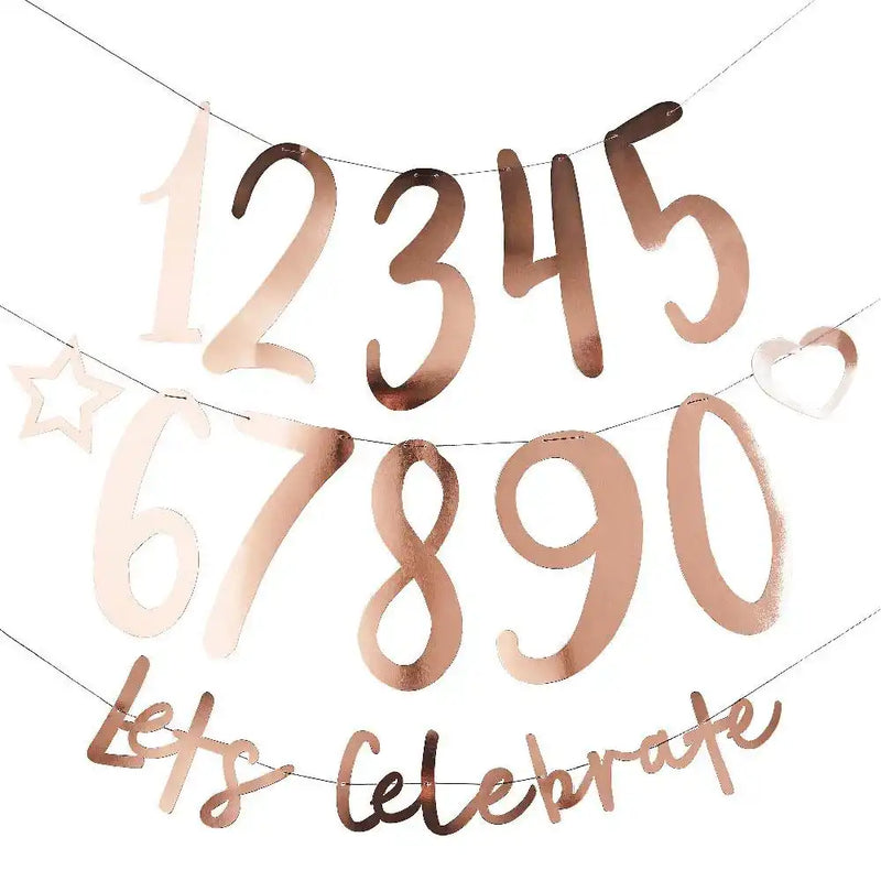Create Your Own Birthday Banner - Rose Gold Milestone