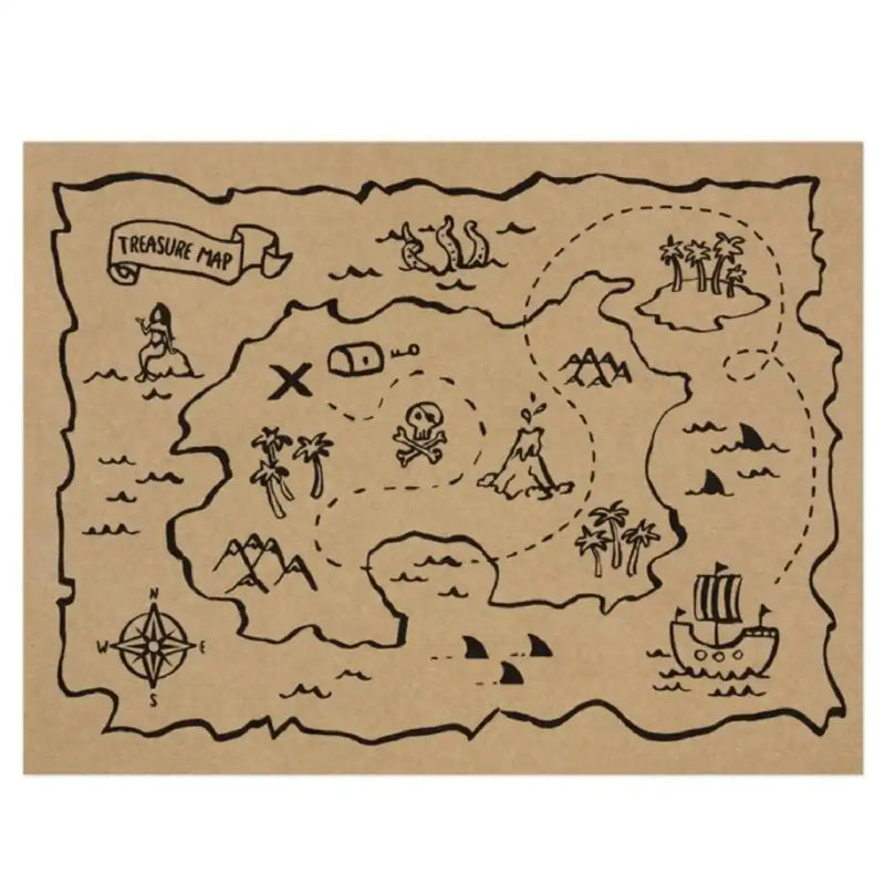 Pirate Party - Treasure Map Placemats (x6) Kids Party