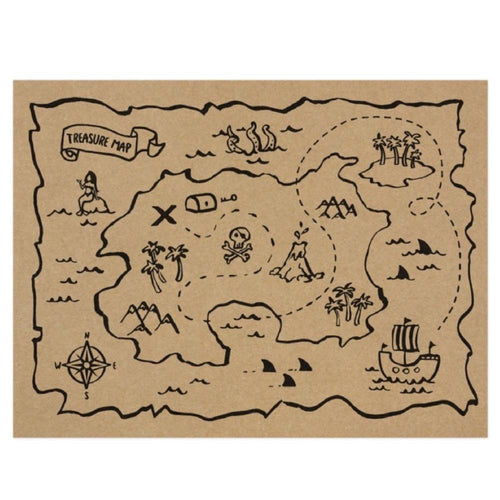 A treasure-map styled pirate party placemat
