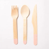 Wooden Party Cutlery - Light Pink (x6 guests) General Party