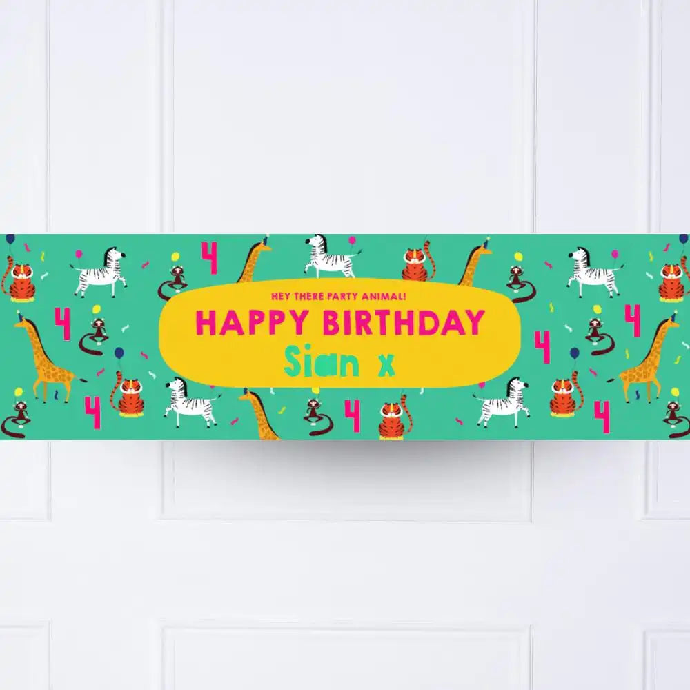 Animal Party Personalised Party Banner No Personalised Banner