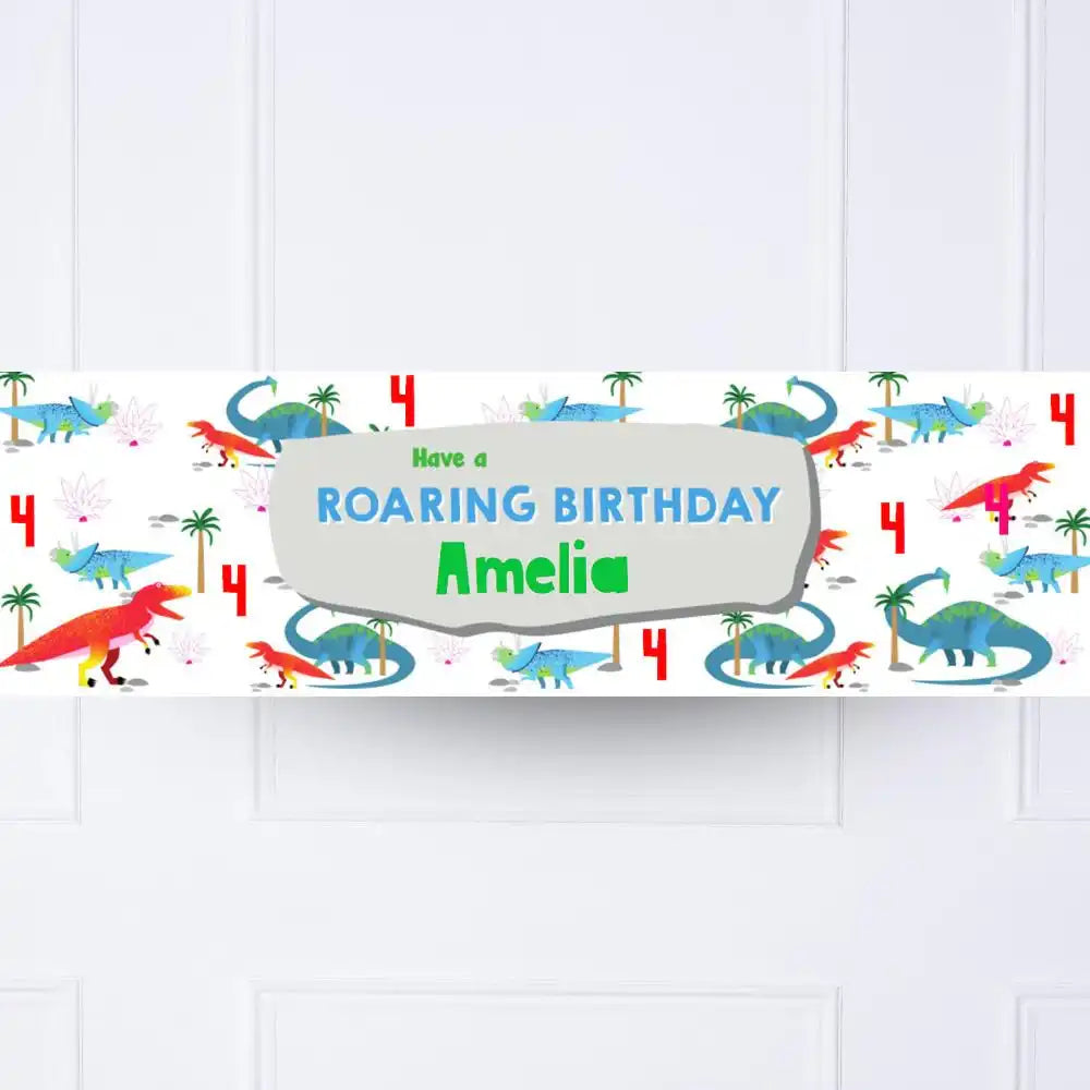 Party Dino Personalised Birthday Banner No Personalised Banner