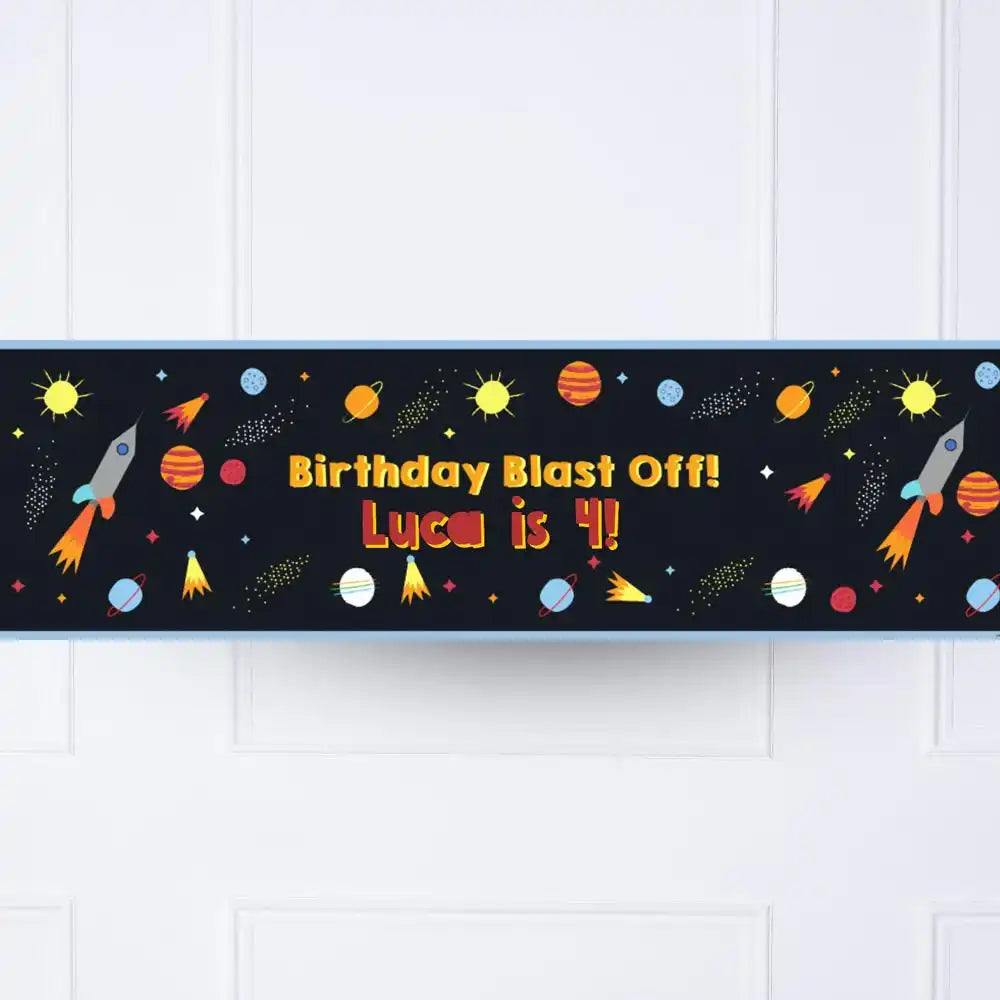 Space Blast Personalised Party Banner No No Personalised Banner
