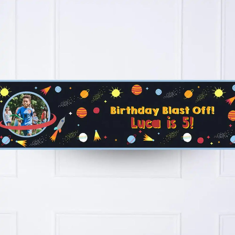 Space Blast Personalised Party Banner Yes No Personalised Banner