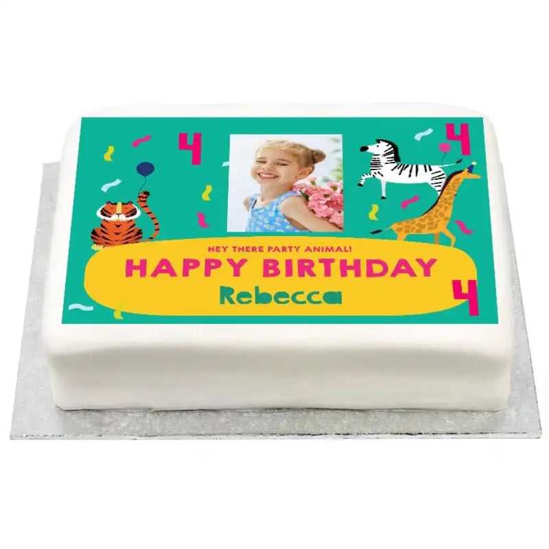 Personalised Photo Cake - Party Animals Yes Personalised Cake