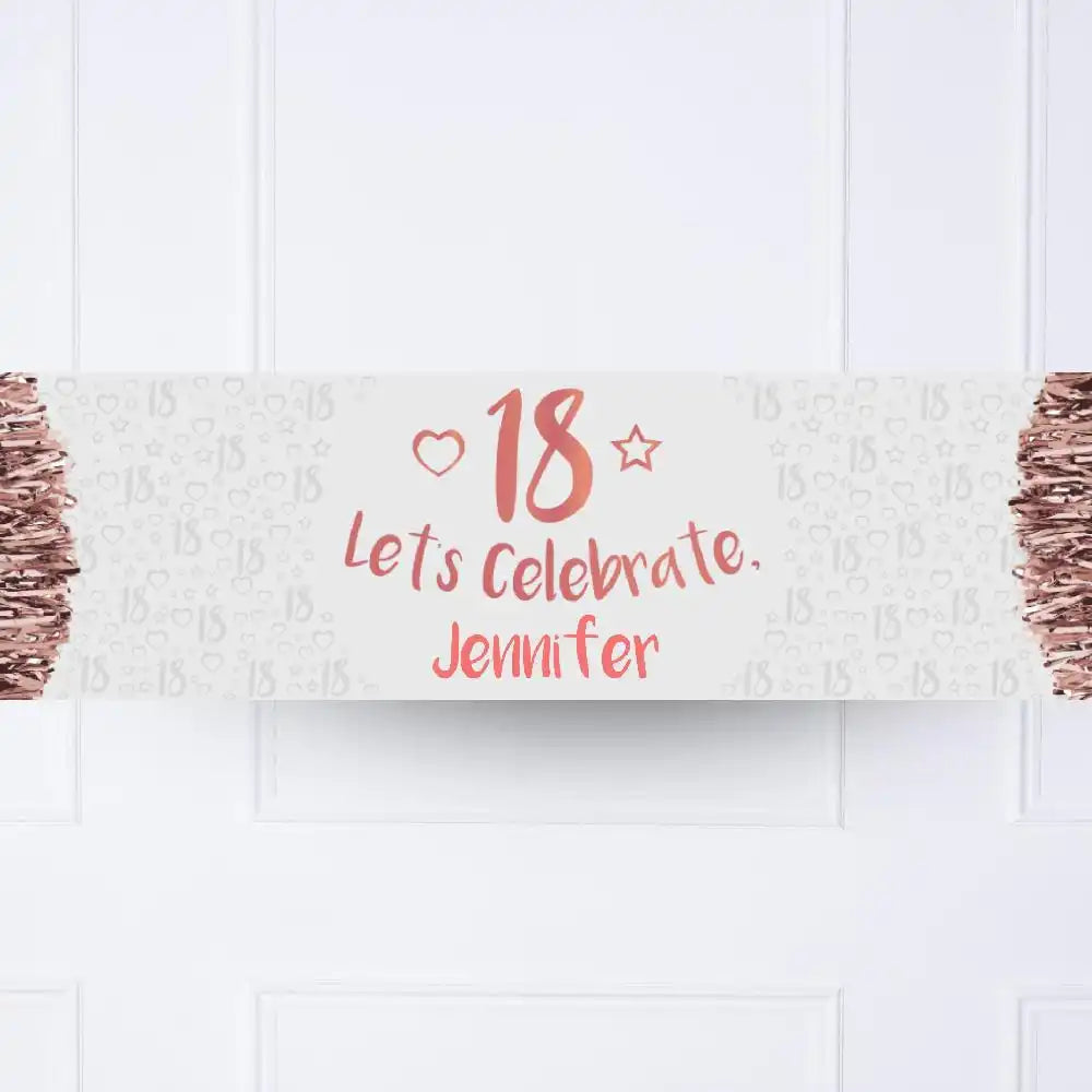 Rose Gold 18th Personalised Party Banner No None Personalised Banner
