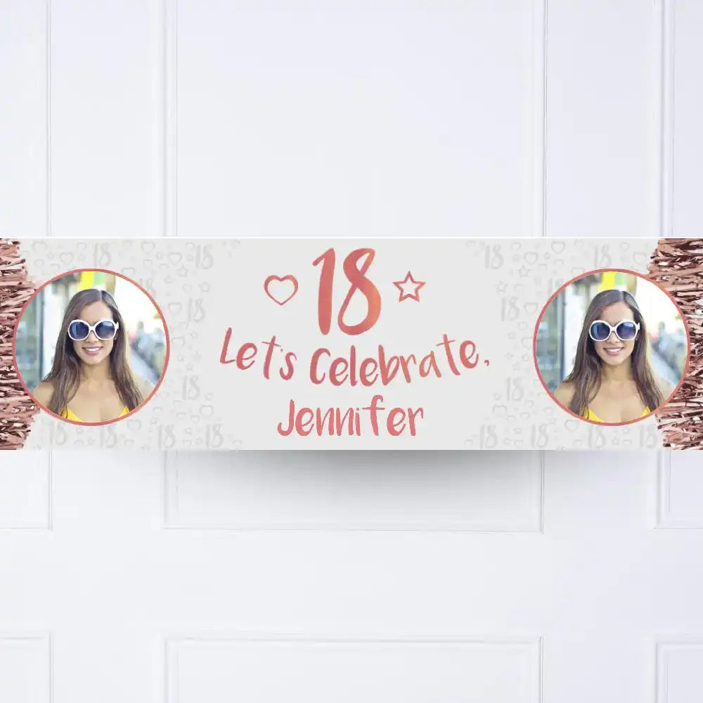 Rose Gold 18th Personalised Party Banner Yes None Personalised Banner