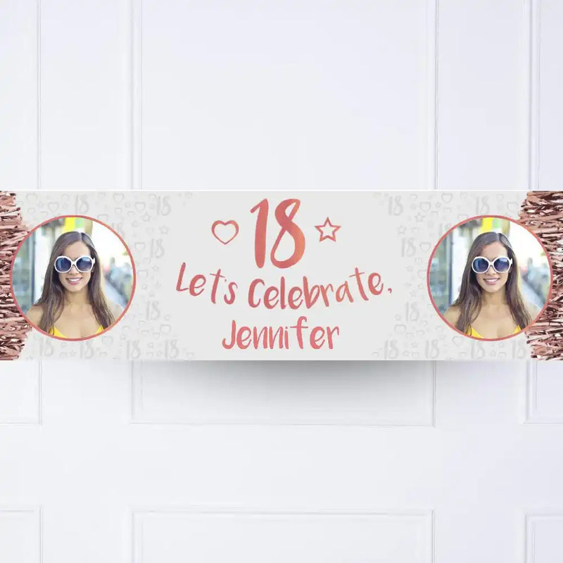 Rose Gold 18th Personalised Party Banner Yes None Personalised Banner