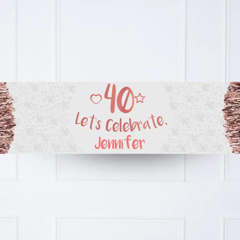 Rose Gold 40th Personalised Party Banner No None Personalised Banner