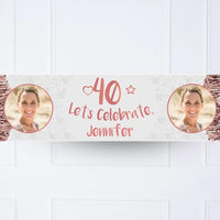 Rose Gold 40th Personalised Party Banner Yes None Personalised Banner