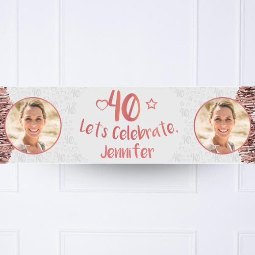 Rose Gold 40th Personalised Party Banner
