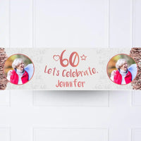 Rose Gold 60th Personalised Party Banner Yes None Personalised Banner
