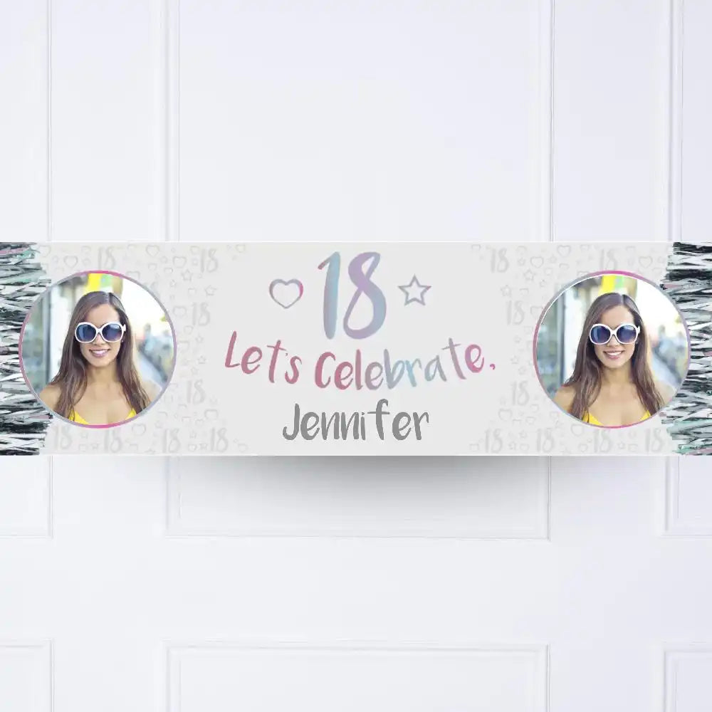 Iridescent 18th Personalised Party Banner Yes None Personalised Banner