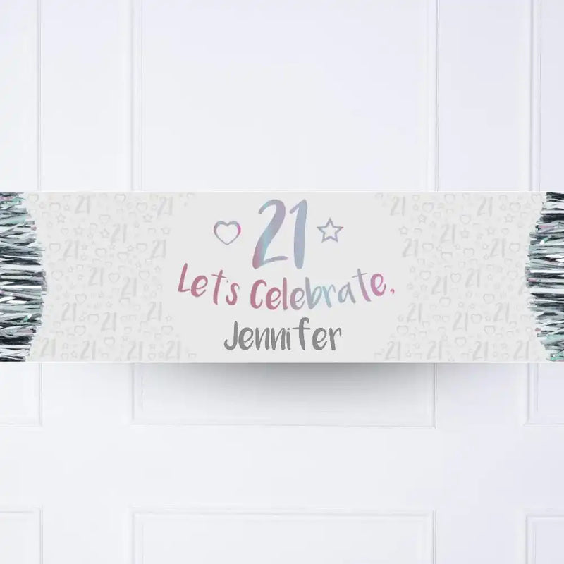 Iridescent 21st Personalised Party Banner No Personalised Banner