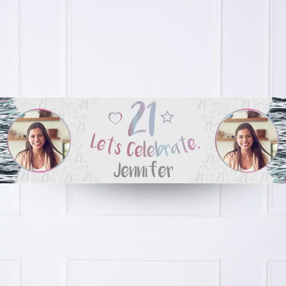 Iridescent 21st Personalised Party Banner Yes Personalised Banner