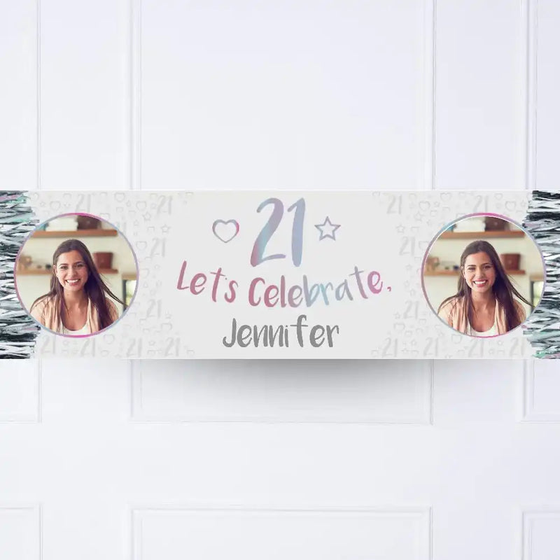 Iridescent 21st Personalised Party Banner Yes Personalised Banner