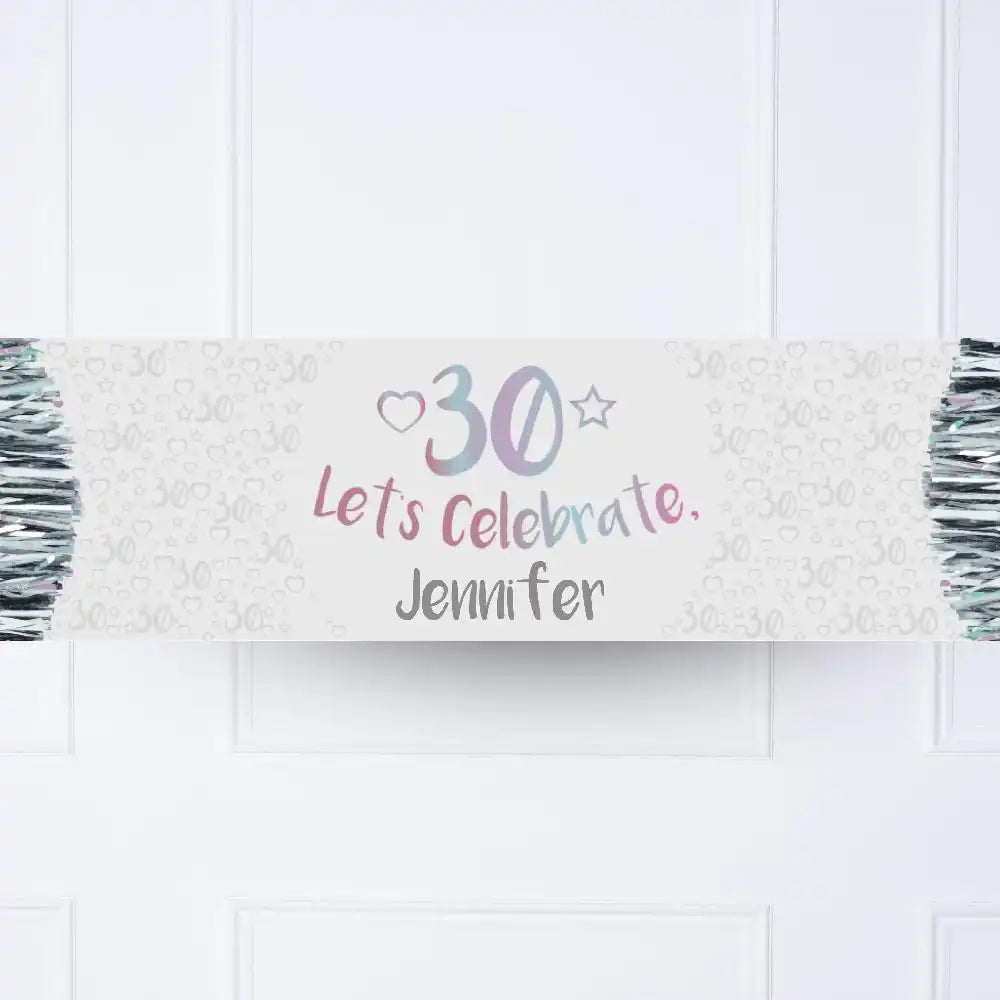 Iridescent 30th Personalised Party Banner No Personalised Banner