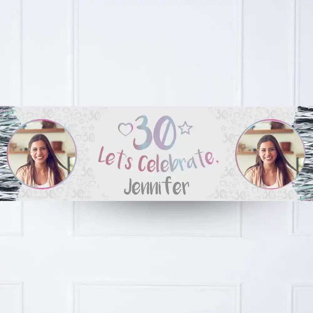 Iridescent 30th Personalised Party Banner Yes Personalised Banner