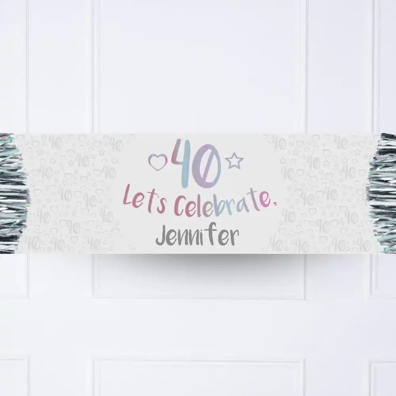 Iridescent 40th Personalised Party Banner No Personalised Banner