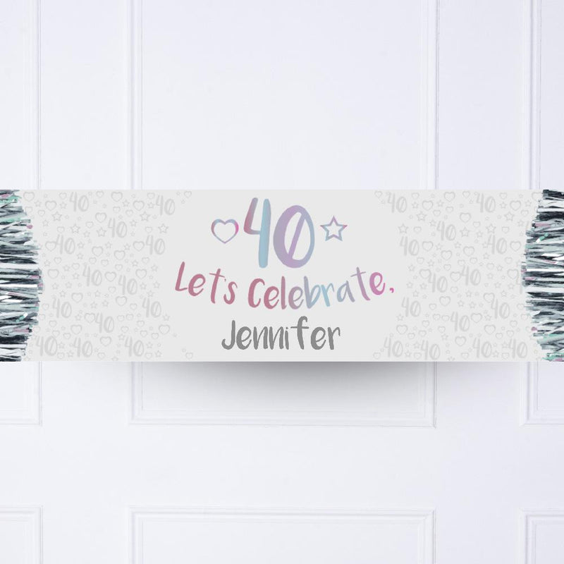 Iridescent 40th Personalised Party Banner