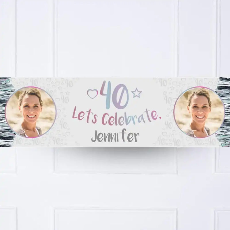 Iridescent 40th Personalised Party Banner Yes Personalised Banner