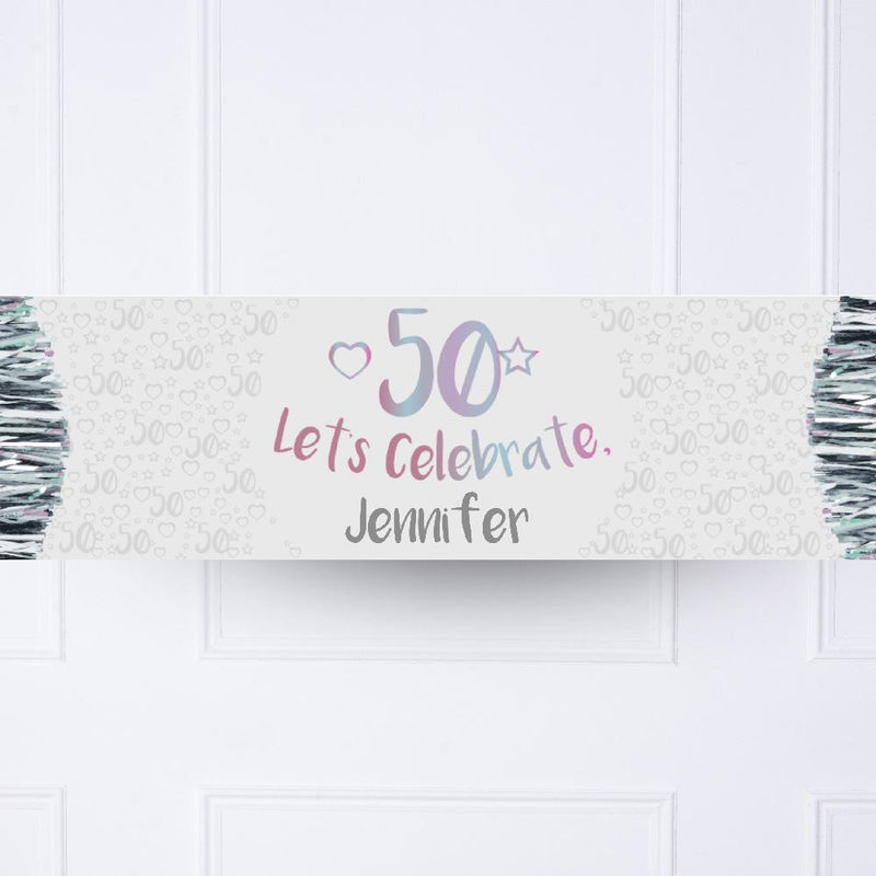 Iridescent 50th Personalised Party Banner