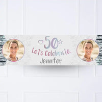 Iridescent 50th Personalised Party Banner Yes Personalised Banner