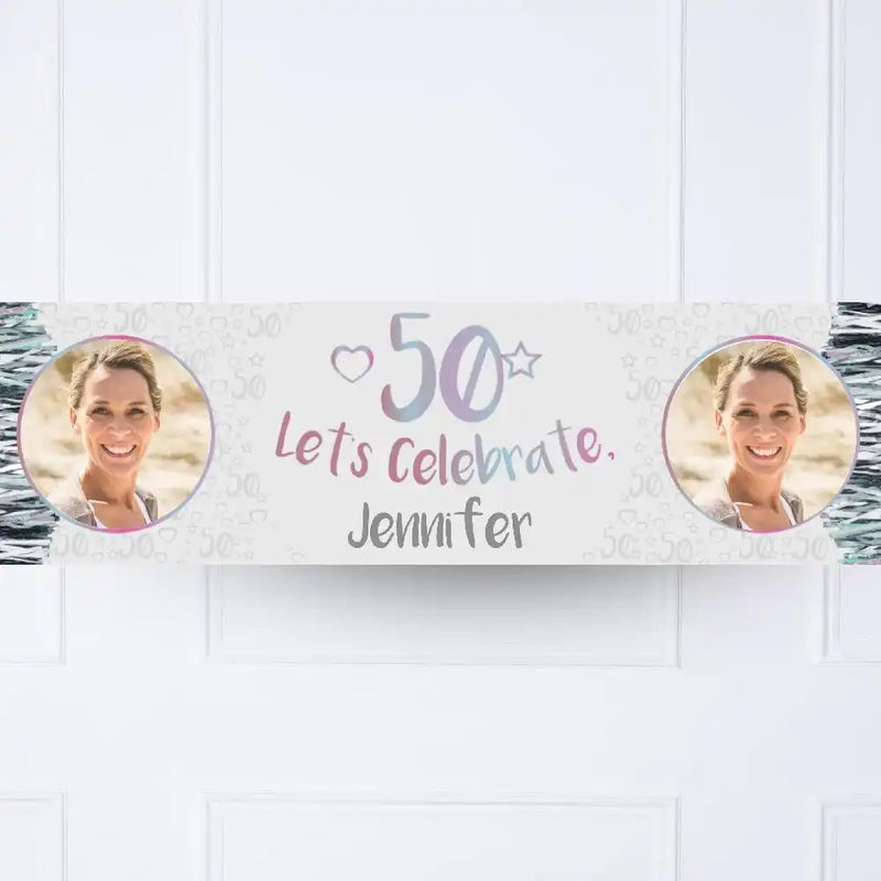 Iridescent 50th Personalised Party Banner Yes Personalised Banner