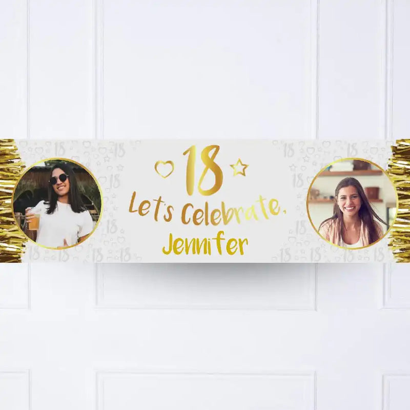 Gold 18th Personalised Party Banner Yes None Personalised Banner