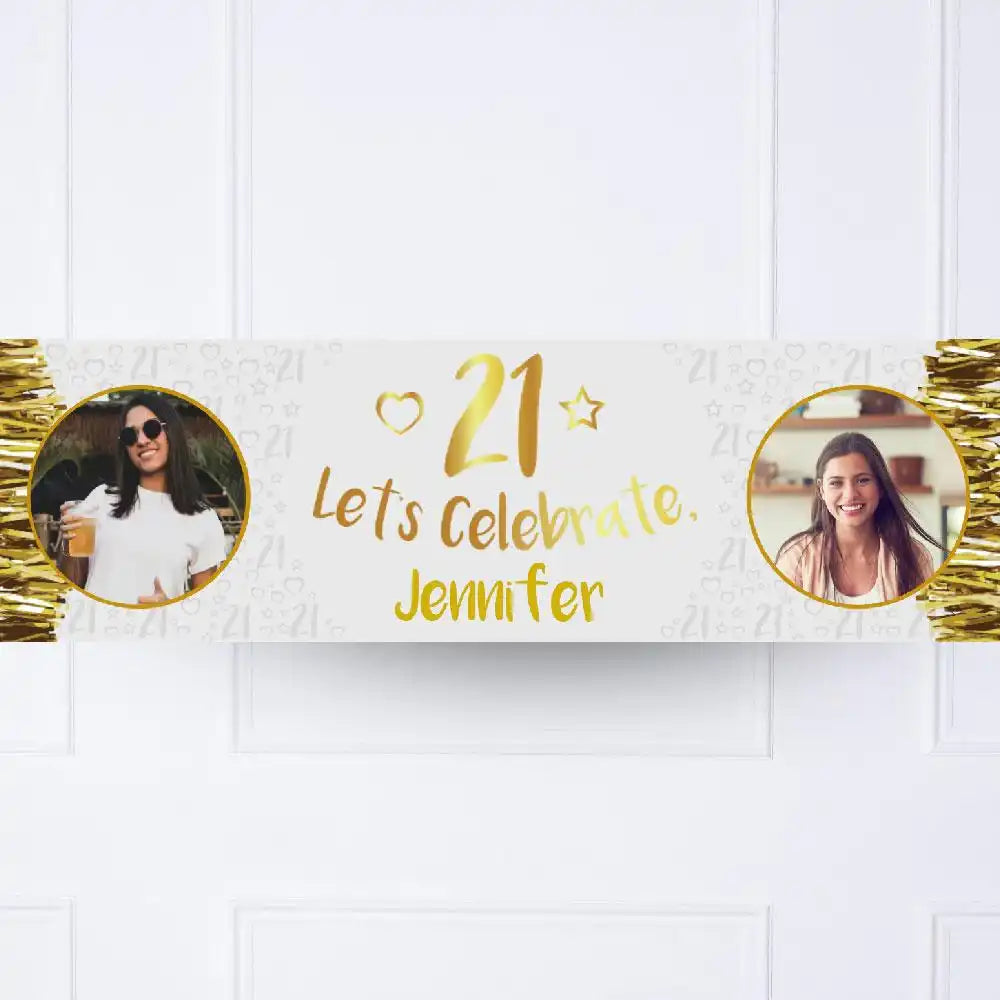 Gold 21st Personalised Party Banner Yes Personalised Banner