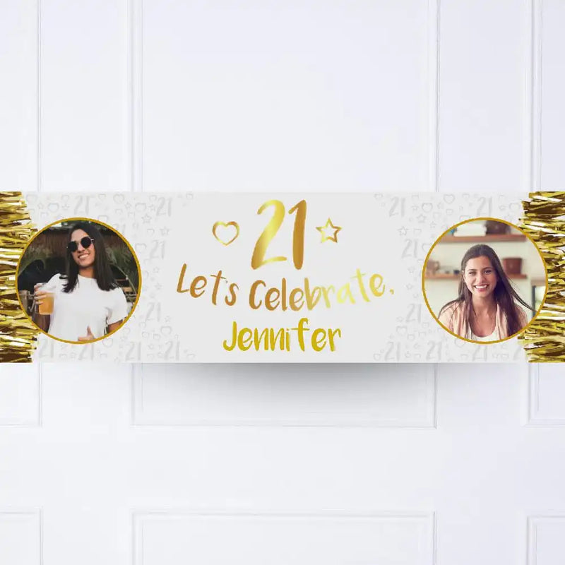Gold 21st Personalised Party Banner Yes Personalised Banner