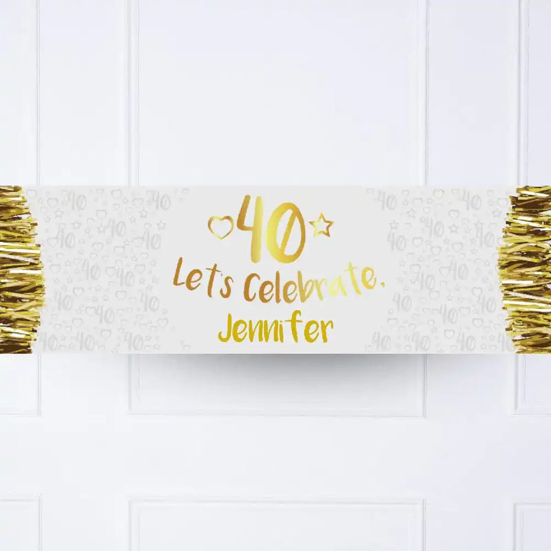 Gold 40th Personalised Party Banner No Personalised Banner